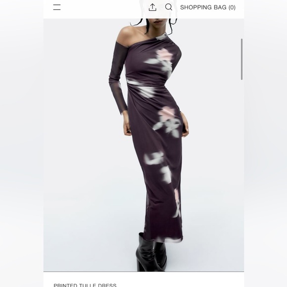 Zara Midi Asymmetrical Dress Lilac Color - Picture 2 of 10